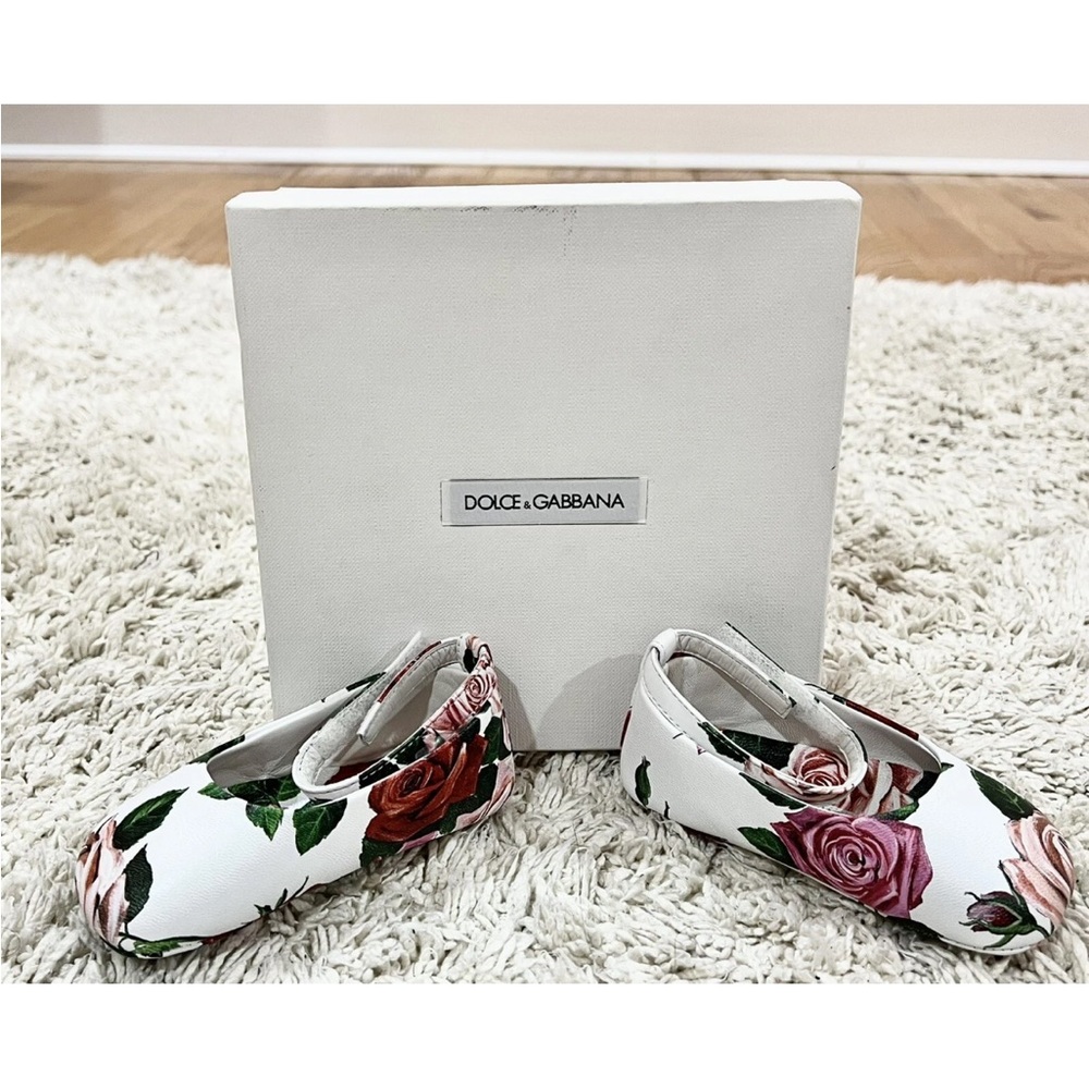 Dolce & Gabbana Baby Floral flats ballerina- White and Red